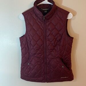 Eddie Bauer Quilted Puffer Vest Women’s Sz S Maroon